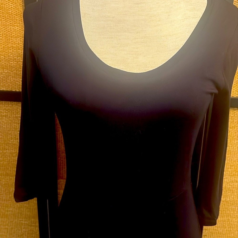 Calvin Klein Elegant scoop neck Black 3/4 sleeve Maxi Dress - Size 6 - Picture 2 of 6
